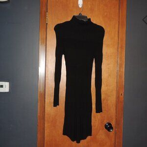 Almost Famous Black Ribbed Turtleneck Midi Dress Long Sleeve Size L